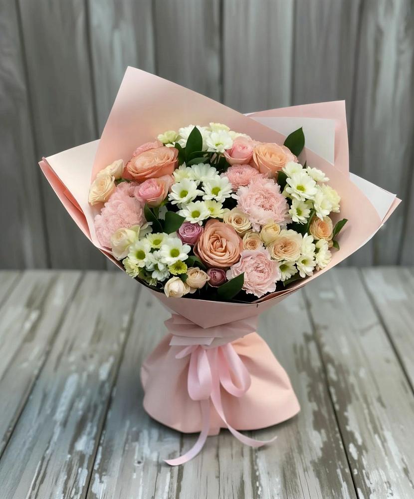 Букет цветов из: Гвоздики, Розы и Хризантемы в Чесменке