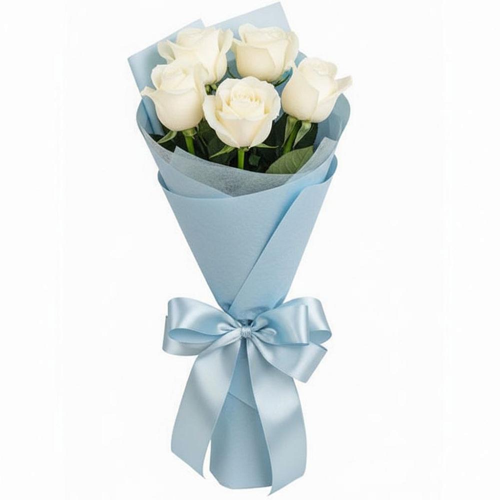 Букет 5 Белых роз Проуд в Чесменке