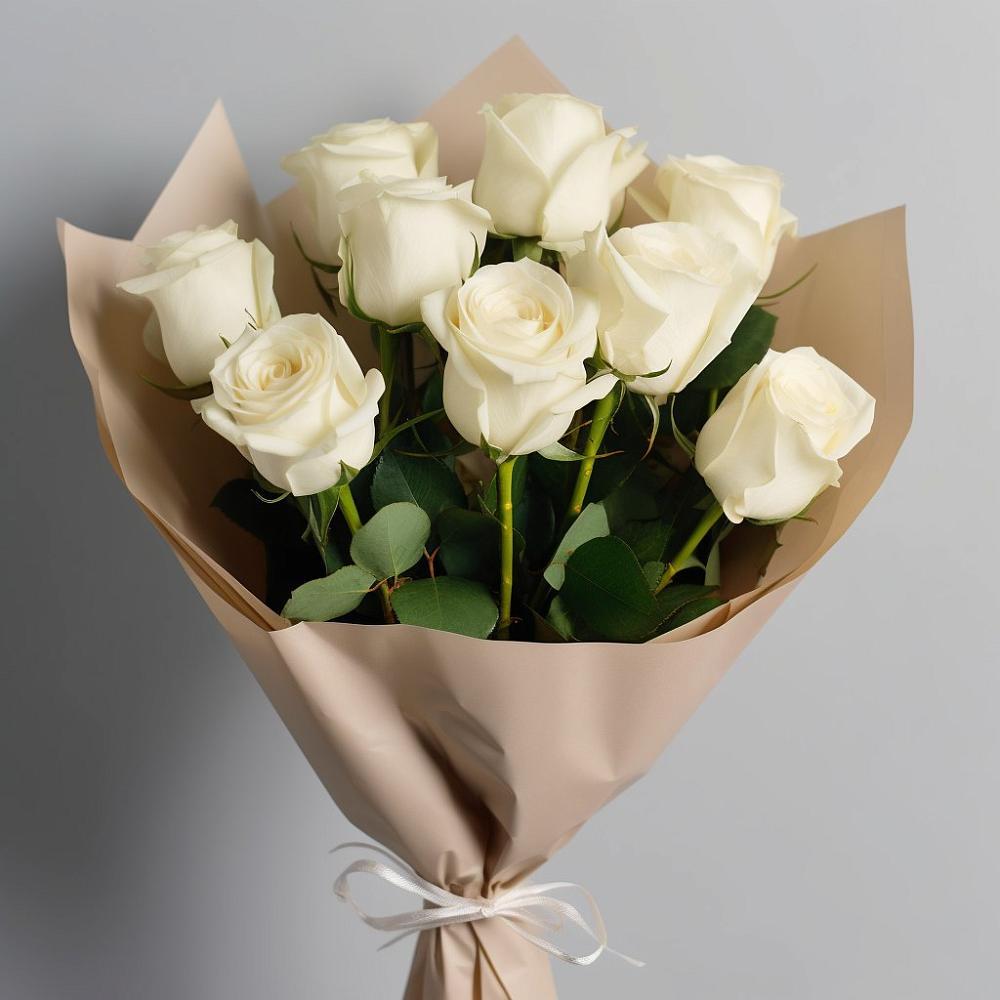 Букет 9 Белых роз Эдлесс Лав в Чесменке