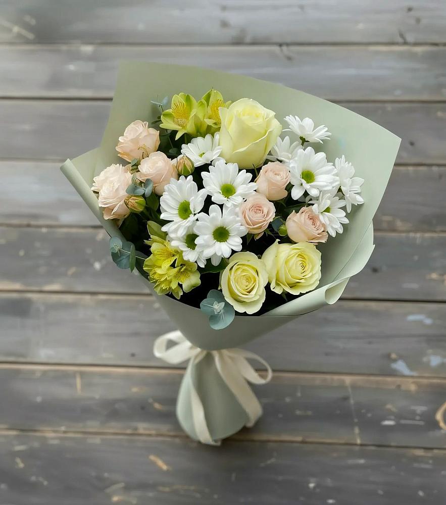 Букет цветов из: Альстромерии, Розы и Хризантемы в Чесменке