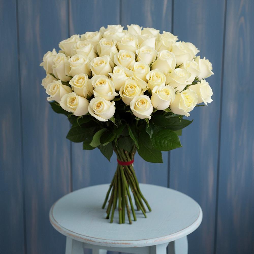 Букет 51 Белая роза Эдлесс Лав в Чесменке