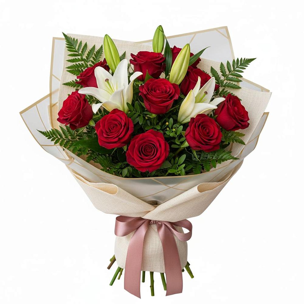 Букет цветов из: Лилии и Розы в Чесменке