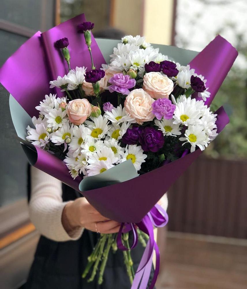 Букет цветов из: Хризантемы, Гвоздики и Розы в Чесменке