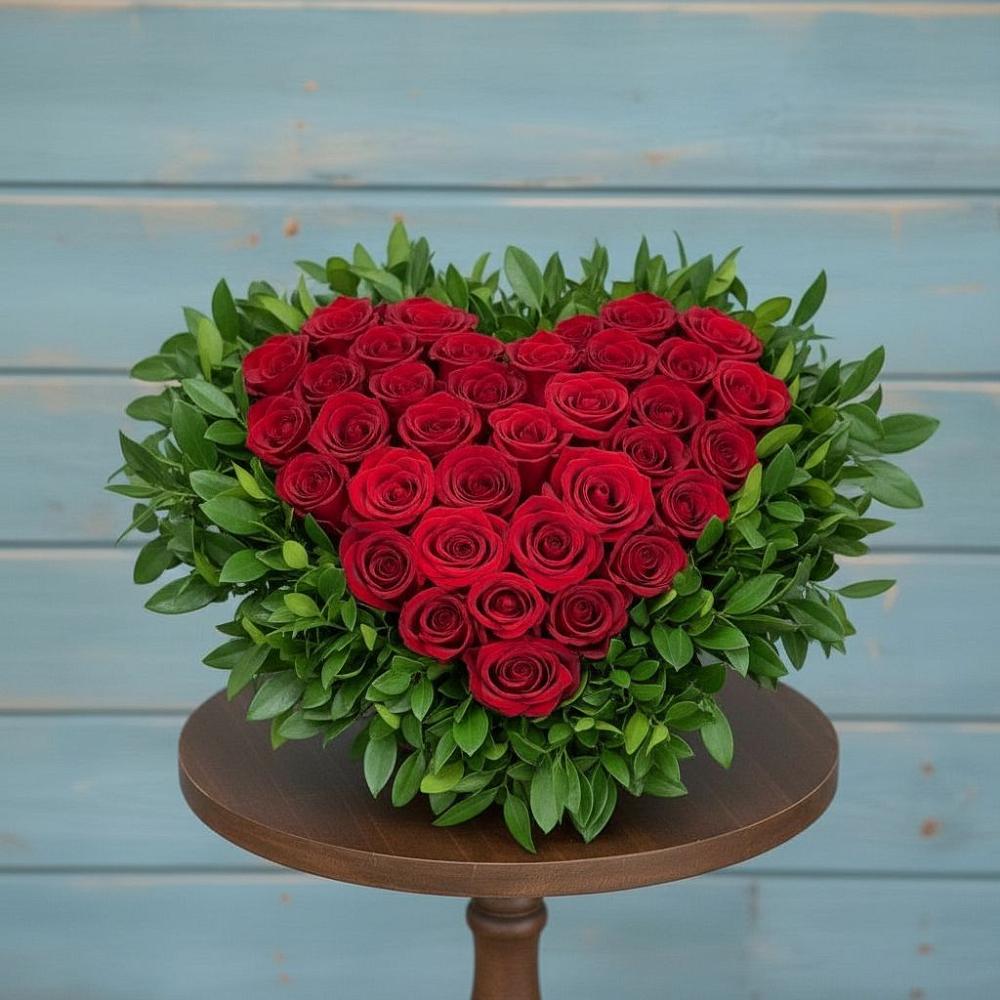 Цветочная композиция из Розы в виде сердца в Чесменке