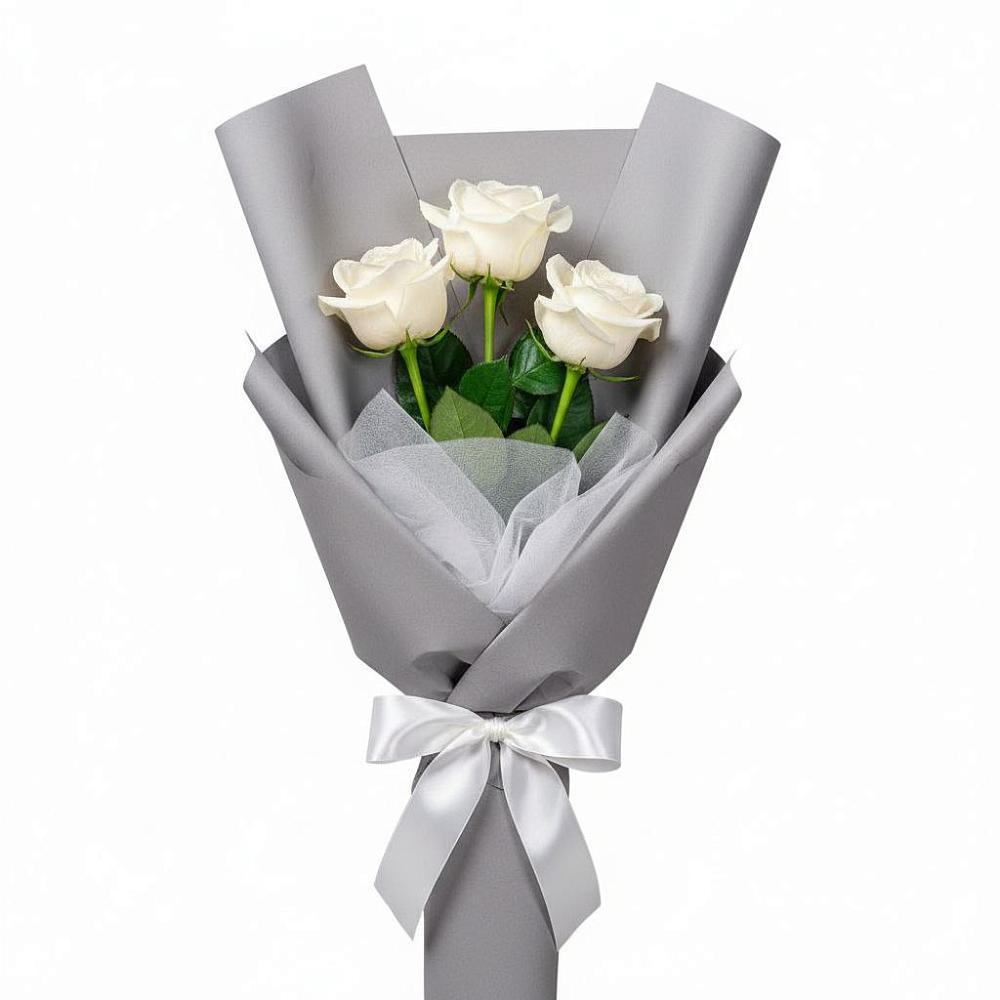 Букет 3 белые розы в Чесменке