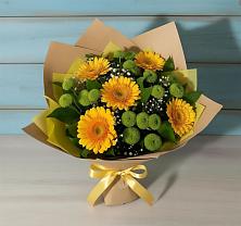 Букет цветов из:  Герберы и Хризантемы в Чесменке