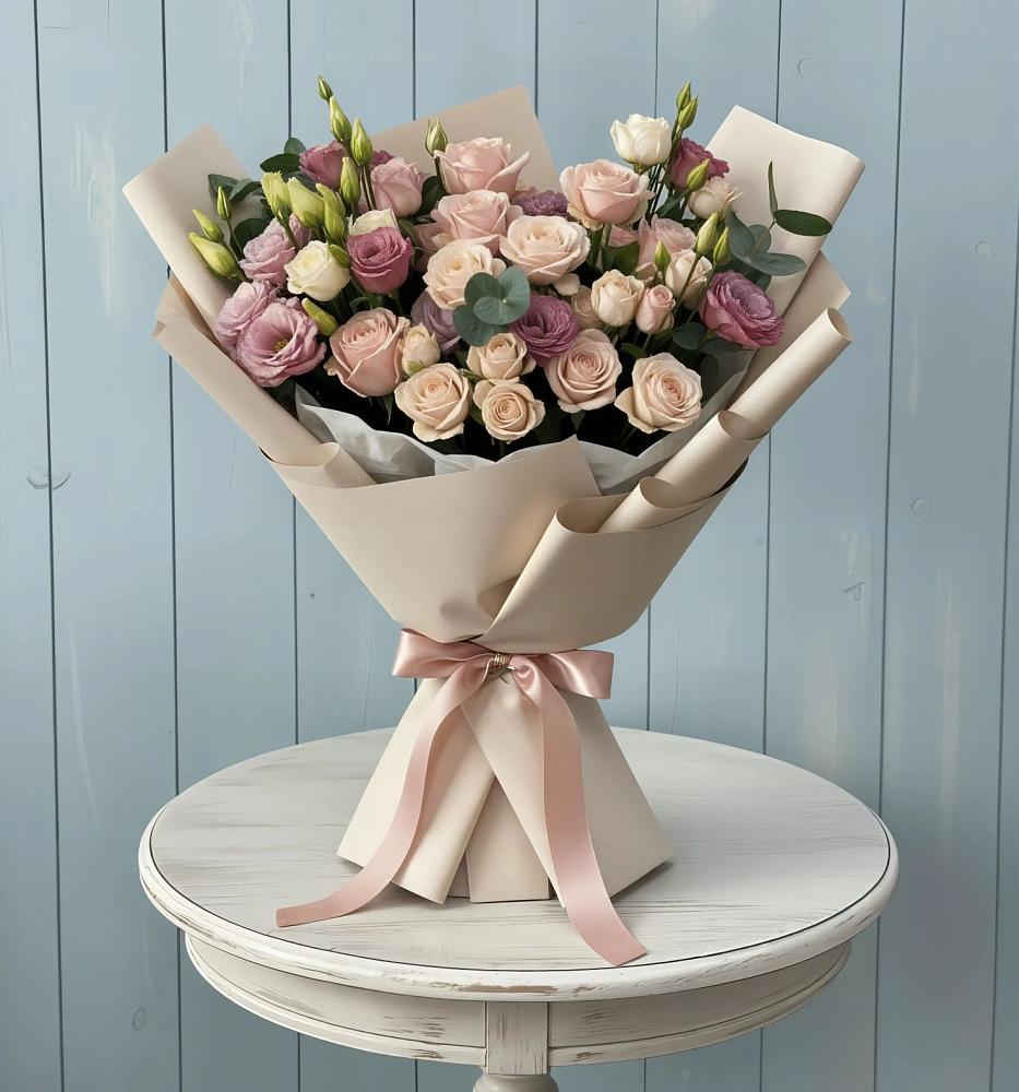 Букет цветов из: Розы и Лизиантусы в Чесменке