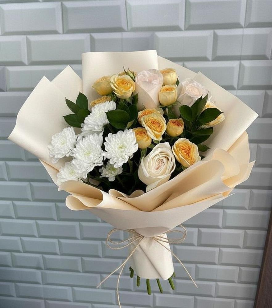 Букет цветов из: Розы и Хризантемы в Чесменке