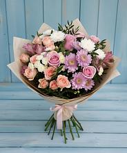 Букет цветов из:  Хризантемы, Розы и Альстромерии в Чесменке