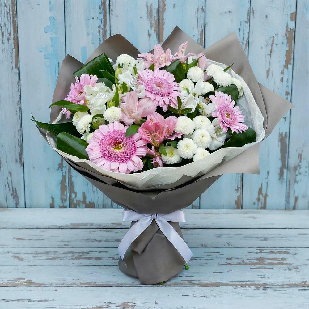 Букет цветов из: Герберы, Альстромерии и Хризантемы в Чесменке