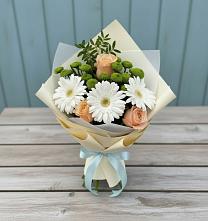 Букет цветов из:  Герберы, Розы и Хризантемы в Чесменке