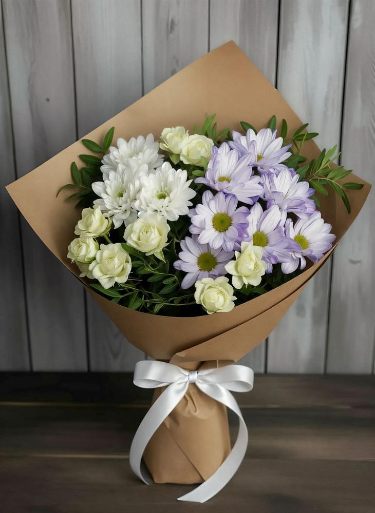 Букет цветов из: Хризантемы и Розы в Чесменке